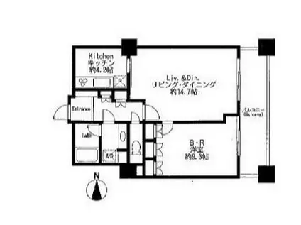 六本木ヒルズレジデンスB(1LDK/23階)の間取り写真