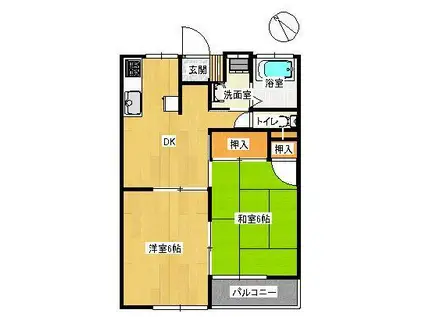 ソシアルKI(2DK/1階)の間取り写真
