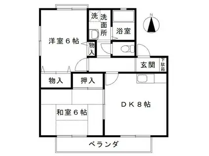 ハイツさつき(2DK/2階)の間取り写真