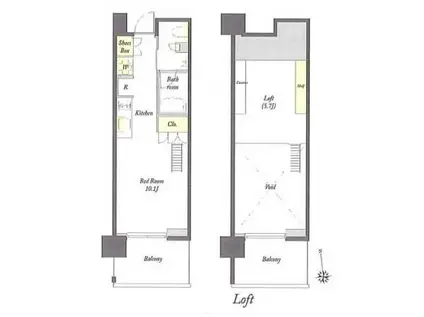 プライムメゾン早稲田通(ワンルーム/9階)の間取り写真