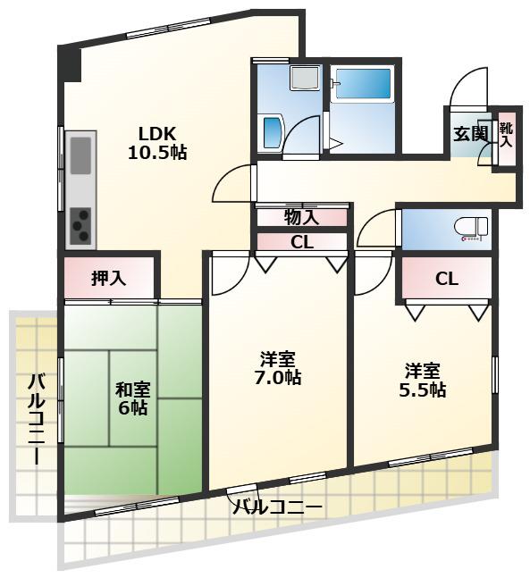 PRIMO(3LDK/4階)の間取り写真