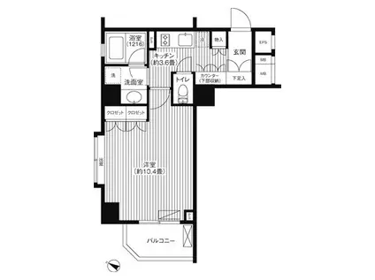 グランハイツ代々木(1K/9階)の間取り写真