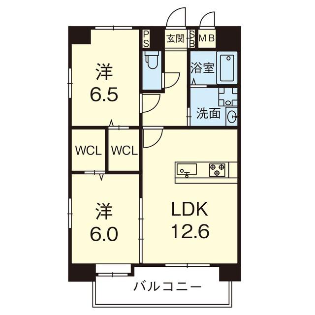 アステール菊陽(2LDK/9階)の間取り写真