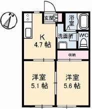 フレグランス寿A棟(2K/1階)の間取り写真