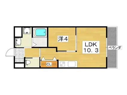 グリシーナ(1LDK/2階)の間取り写真