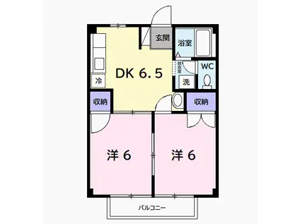 ファーストヒルズA(2DK/2階)の間取り写真