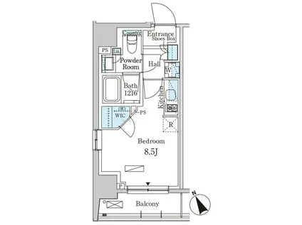 パークアクシス日本橋茅場町ステーションゲート(ワンルーム/4階)の間取り写真