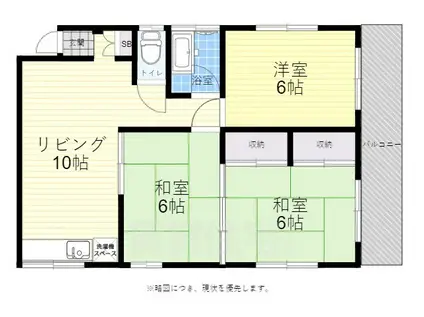 インフィールド河原町旧河野ビル(2DK/3階)の間取り写真
