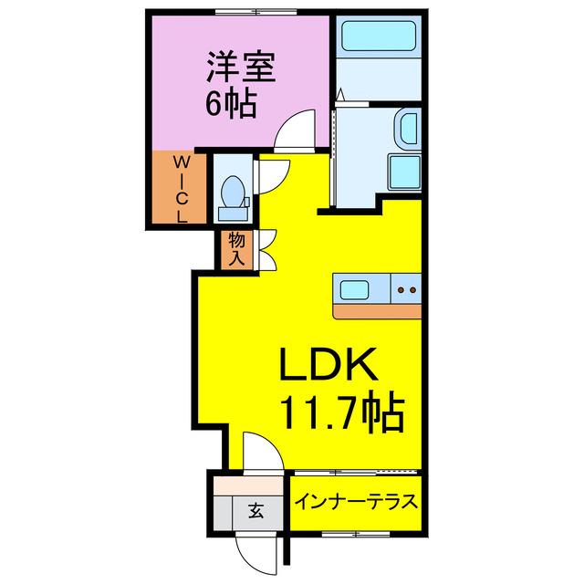 ブルースター(1LDK/1階)の間取り写真