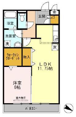 サンシャインビレッジ(1LDK/2階)の間取り写真