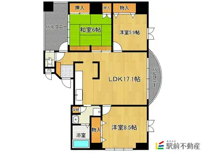 田畑英房ビル(3LDK/3階)の間取り写真