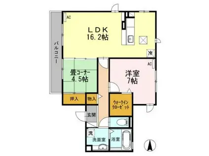 アイグラン・K(2LDK/1階)の間取り写真