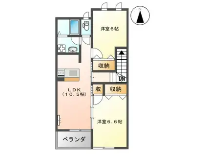 美和II(2LDK/2階)の間取り写真