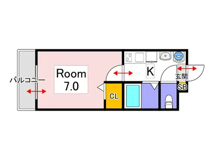 サンサリーレ東岡山(1K/2階)の間取り写真