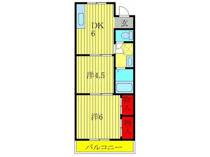 サンライズ柴崎(2DK/1階)の間取り写真