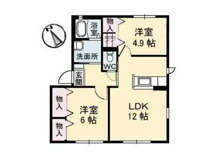 シャーメゾン熊野東 C棟(2LDK/1階)の間取り写真