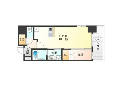 JMFレジデンス海老江(1LDK/12階)の間取り写真