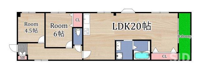 シャルム守口(2LDK/3階)の間取り写真