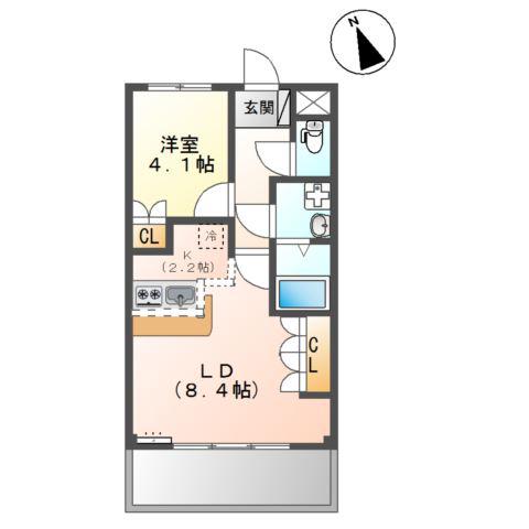フィグトゥリーK(1LDK/1階)の間取り写真