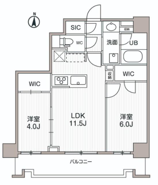 シーズンフラッツ両国サウス(2LDK/4階)の間取り写真