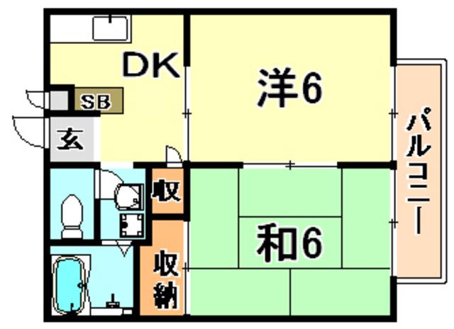 YZハイツ(2DK/2階)の間取り写真