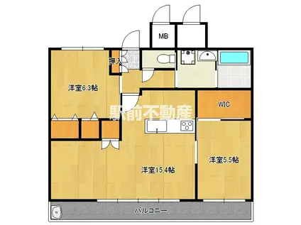 エンクレスト博多EXCEED(2LDK/13階)の間取り写真