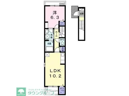 ラヴィアンローズC(1LDK/2階)の間取り写真