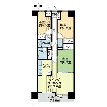 エトワール泉中央(3LDK/1階)の間取り写真