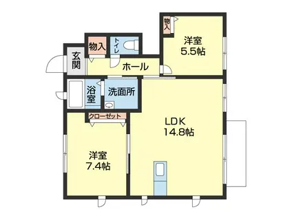 ヴェルドミール西浜(2LDK/1階)の間取り写真