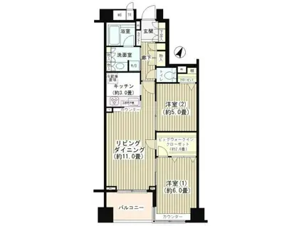 KDXレジデンス日本橋水天宮(2LDK/7階)の間取り写真