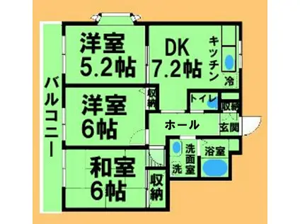 メゾン・フリーダム(3DK/2階)の間取り写真