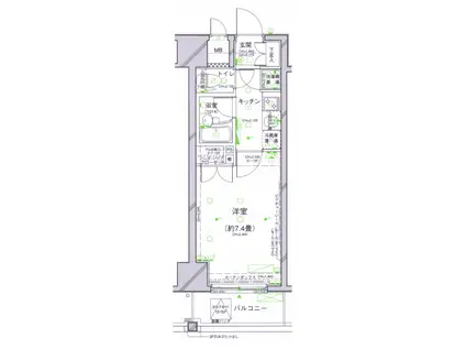 パレステュディオ五反田STATION FRONT(1K/15階)の間取り写真