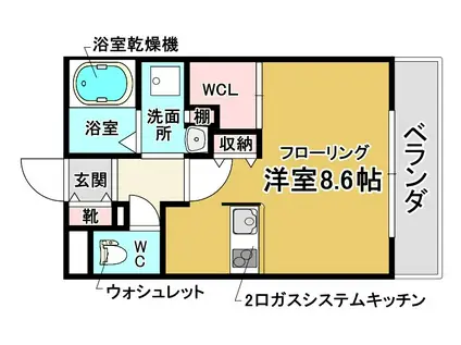 ウェルスクエア池田住吉(ワンルーム/1階)の間取り写真