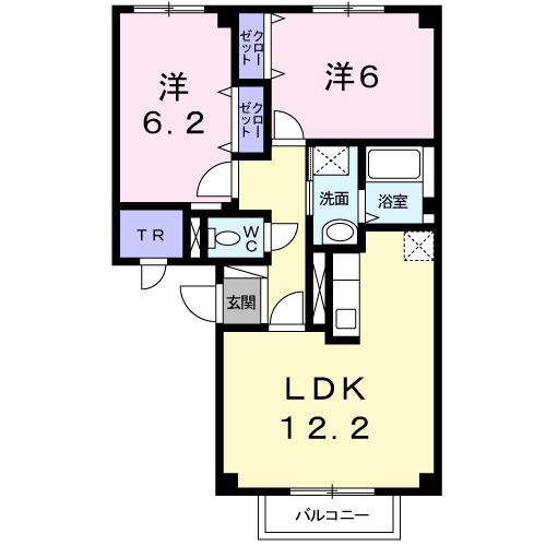 エアリー・サン(2LDK/1階)の間取り写真