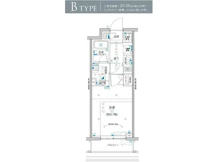 LAULEA YOKOHAMA(1K/8階)の間取り写真