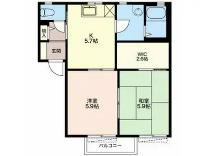 ハーミテージ(2DK/2階)の間取り写真