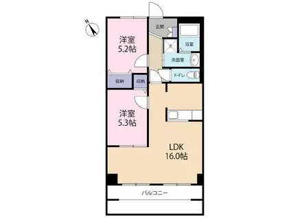 エスペランサひなた(2LDK/1階)の間取り写真