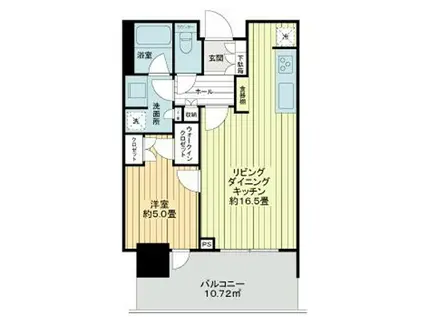 パークタワー勝どきミッド(1LDK/21階)の間取り写真