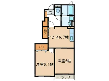 フィオーレデーアB(2DK/1階)の間取り写真
