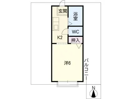 サンシャイン可児川(1K/2階)の間取り写真