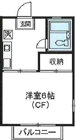 ツインヒルズJJ(1K/1階)の間取り写真