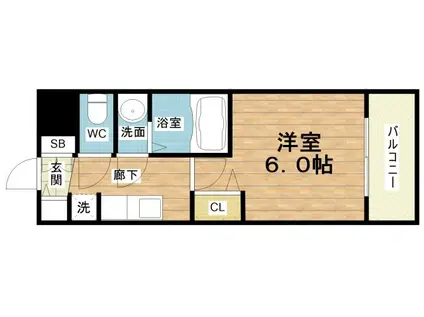 グランカリテ大正ドマーニ(1K/6階)の間取り写真