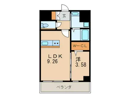 THE HILLS KOKURA(1LDK/5階)の間取り写真