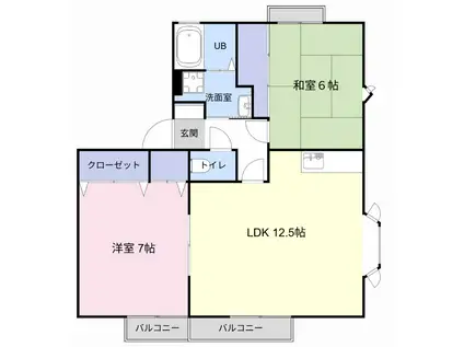 ピュアナハート(2LDK/2階)の間取り写真
