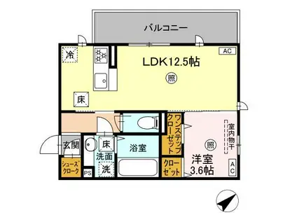 オーク・ヴィラ尾ノ上(1LDK/2階)の間取り写真