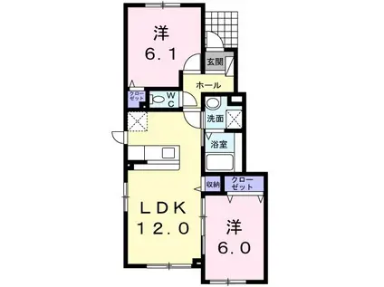 マイタウン ラ・フィオーレII(2LDK/1階)の間取り写真