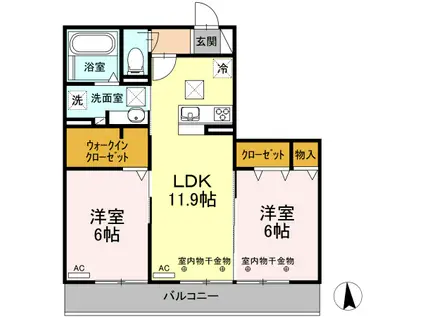 メゾン・レーヴ(2LDK/1階)の間取り写真