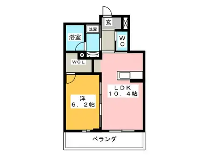 プラッツ長後(1LDK/1階)の間取り写真