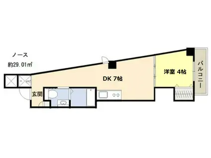 アパートメント谷町(1DK/5階)の間取り写真