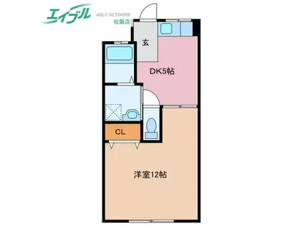 ビオラ第二ビル(1DK/3階)の間取り写真